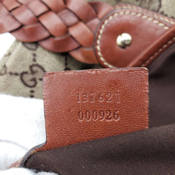 100% Authentic Gucci Leather and Canvas Brown Shoulder Bag #0650 - Picture 13 of 15